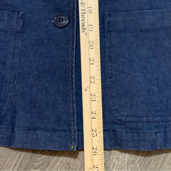 ERIK STEWART Vintage Denim Blazer Women's Sz 2 Dark Blue Two Button Pocket. - Picture 13 of 13